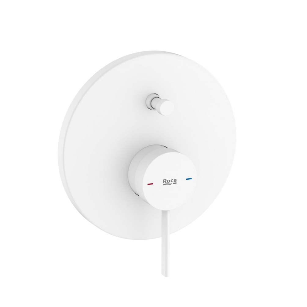 Cut out image of the Roca Ona Matt White Dual Outlet Bath Shower Valve